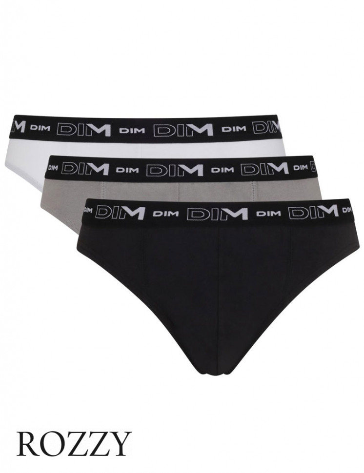 Трусы слипы мужские DIM 6595/3 белый/серый/черный (уп.3шт.)
