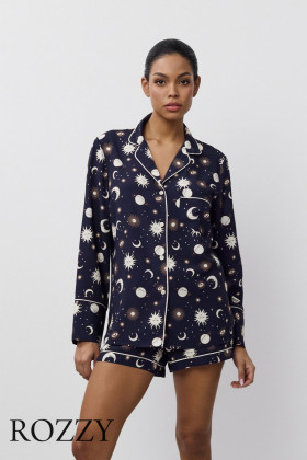 Пижама вискозная Aruelle Venus темно-синий/кремовый