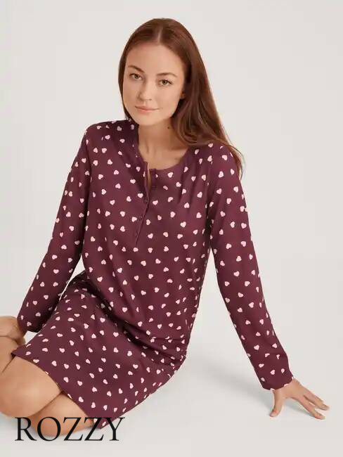 Сорочка хлопковая Calida Lovely Nights 37156 бордовый
