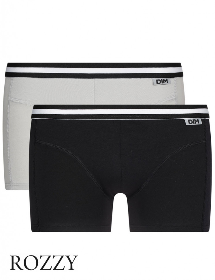 Трусы шорты мужские DIM 6578/2 черный/серый (уп.2шт.)