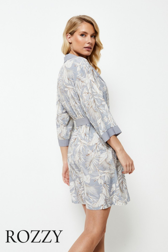 Халат вискозный Aruelle Alice серо-голубой