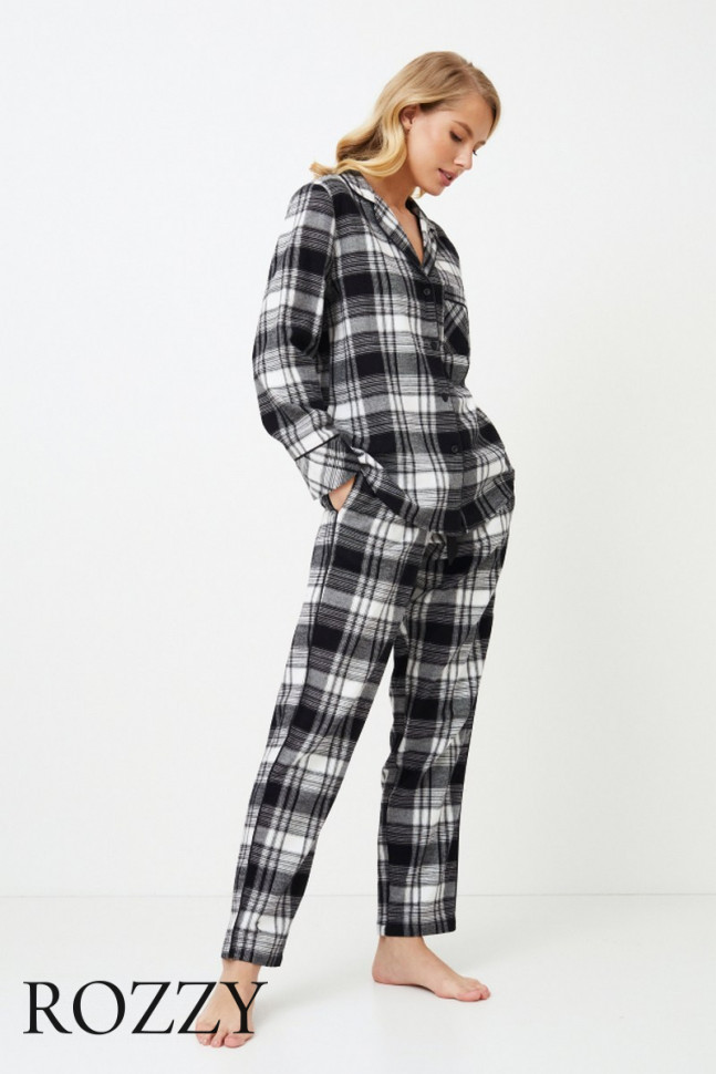 Пижама фланелевая Aruelle Joan черный/белый