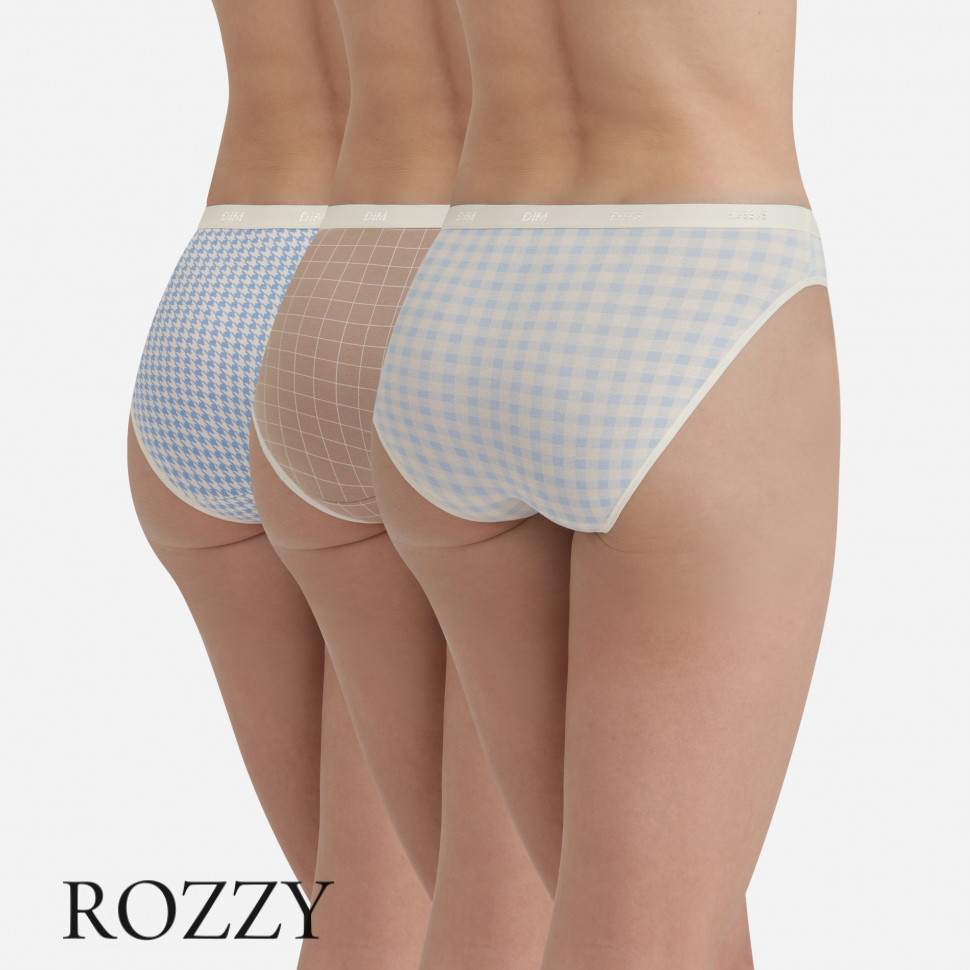 Трусы слипы хлопковые DIM Les Pockets Cotton 4C17 нежная клетка (уп.3шт.)