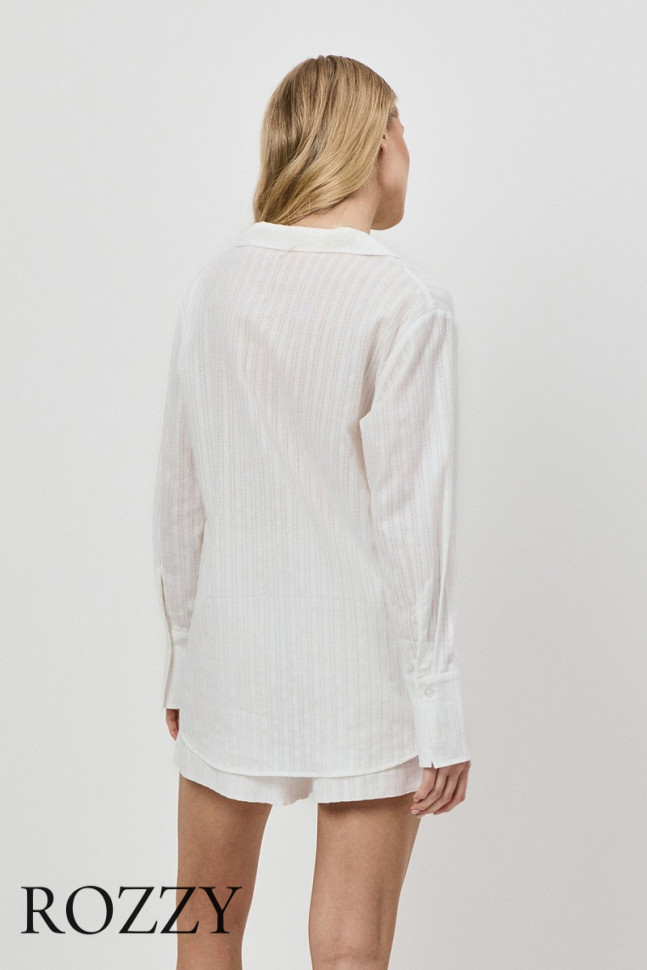 Пижама хлопковая с шортами Aruelle Elara Set слоновая кость