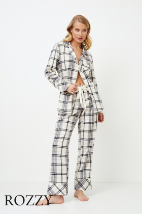 Пижама фланелевая Aruelle Henrietta серый/молочный