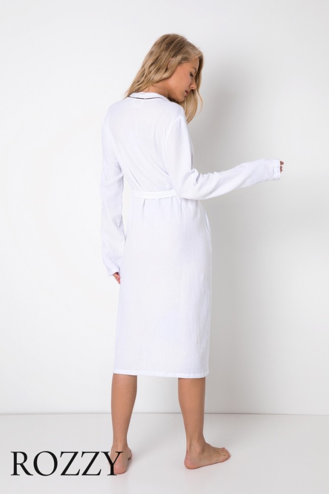 Халат хлопковый Aruelle Miriam White белый 
