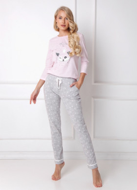 Пижама хлопковая Aruelle Therry светло-серый/светло-розовый