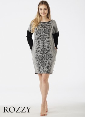 Платье домашнее вискозное Key LHD 570 18/19 серый/черный