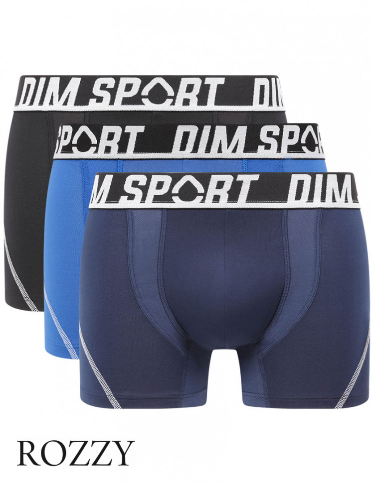 Трусы шорты мужские DIM 08EW черный/темно-синий/синий (уп.3шт.)
