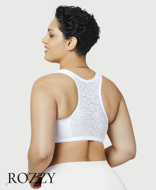 Бюстгальтер рейсербэк без косточек хлопковый спереди застежка Glamorise GI1908 белый