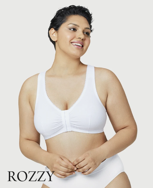 Бюстгальтер рейсербэк без косточек хлопковый спереди застежка Glamorise GI1908 белый