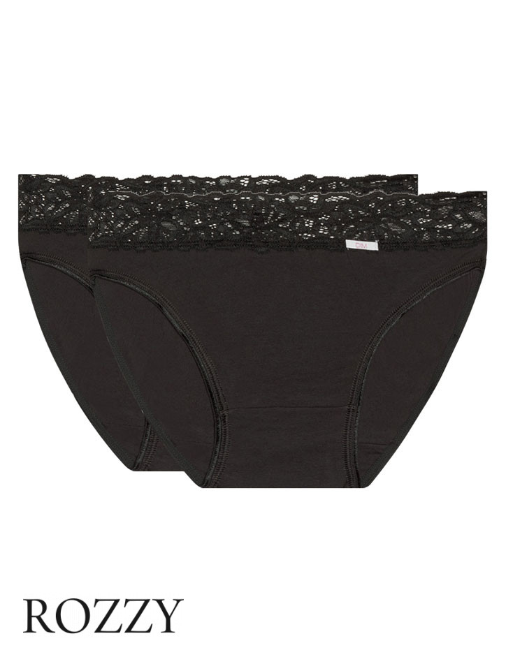 Трусы слипы хлопковые DIM Coton Feminine 4633 черный (уп.2шт)