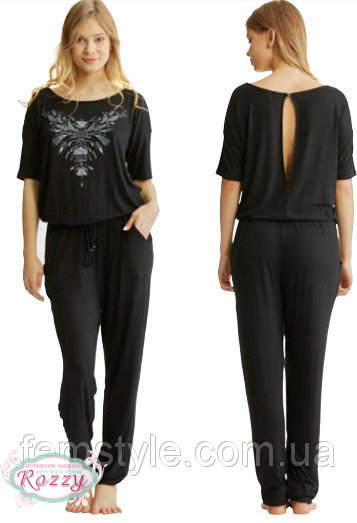 Комбинезон домашний вискозный Key LHJ 841 черный