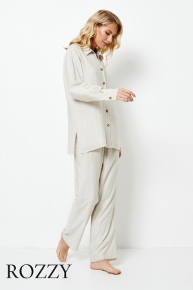 Пижама вискозная Aruelle Amara Set серо-бежевый