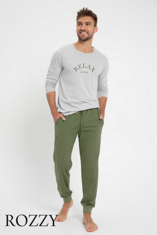 Пижама мужская Taro Sammy 3078/3079 AW23/24 серый/хаки