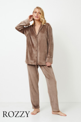 Пижама велюровая Aruelle Choco кофейный