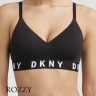 Бюстгальтер без косточек хлопковый DKNY Cozy Boyfriend DK4518 черный-белый