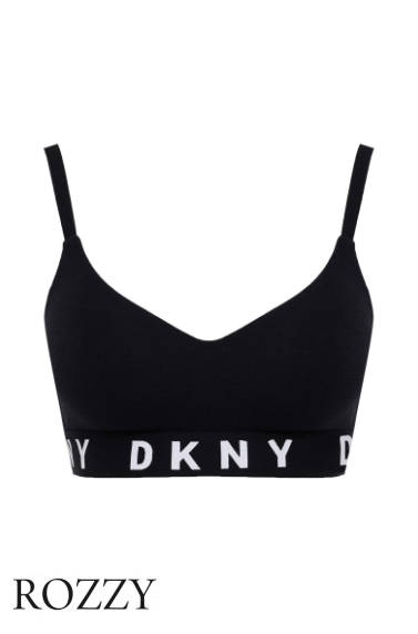 Бюстгальтер без косточек хлопковый DKNY Cozy Boyfriend DK4518 черный-белый