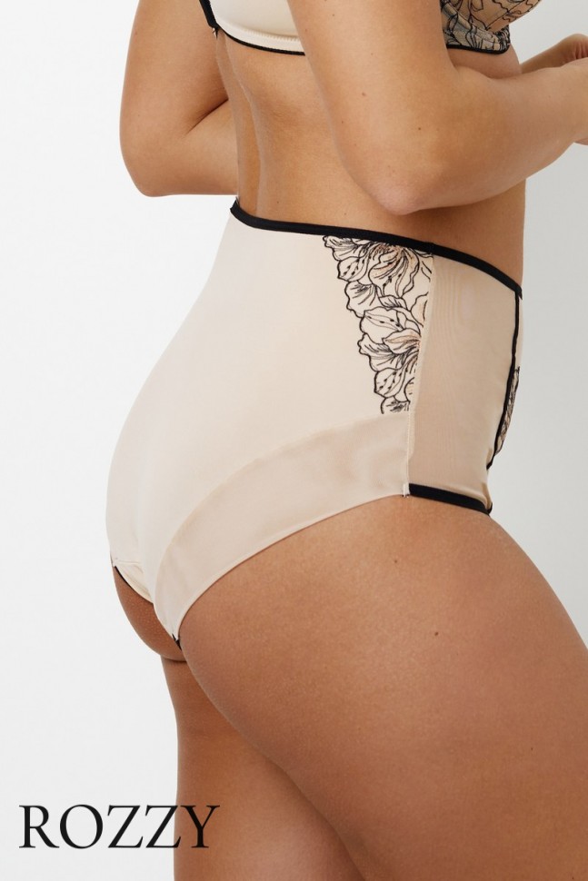 Трусы макси Subtille Linda бежево-черный