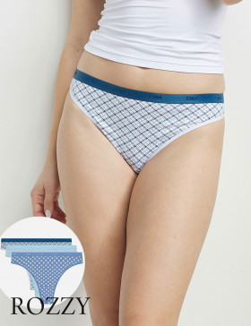 Трусы стринги хлопковые DIM Les Pockets Cotton 4C19 геометрия голубой (уп.3шт.)