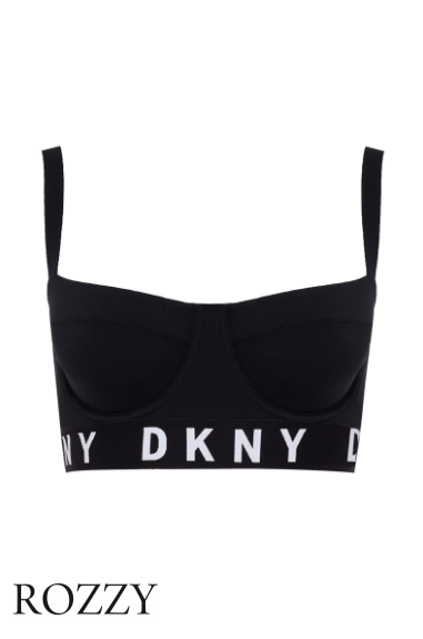 Бюстгальтер бюстье хлопковый DKNY Cozy Boyfriend DK4521 черно-белый