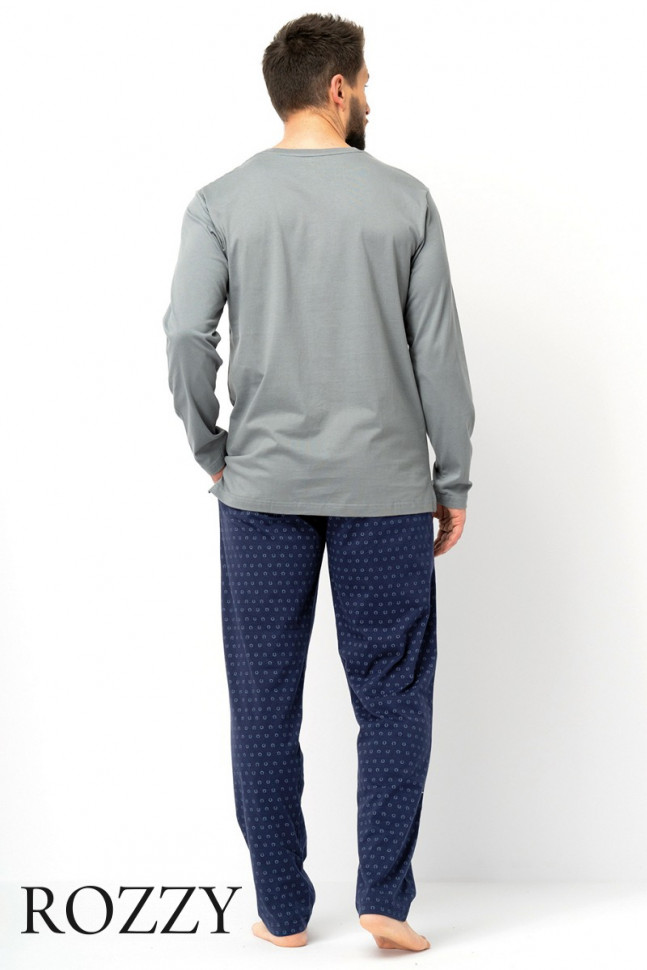 Пижама мужская Key MNS 612 серый/темно-синий
