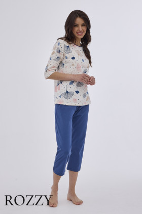 Пижама хлопковая Cornette Selena 147 экрю/синий
