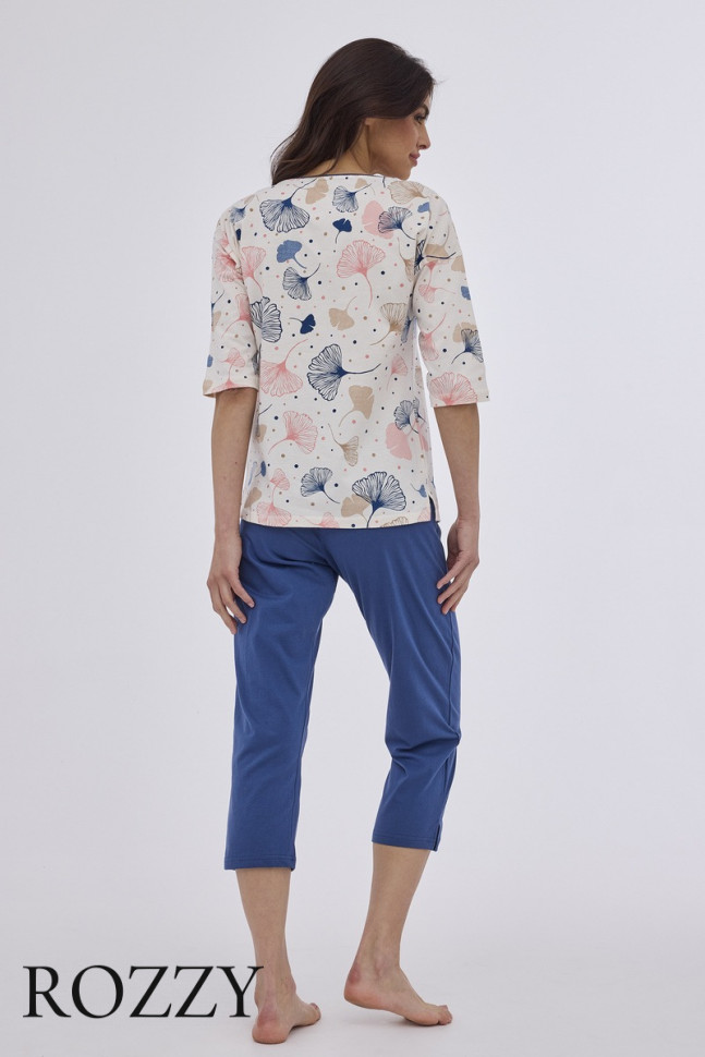 Пижама хлопковая Cornette Selena 147 экрю/синий