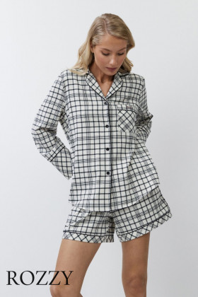 Пижама фланелевая Aruelle Terra светло-бежевый/черный