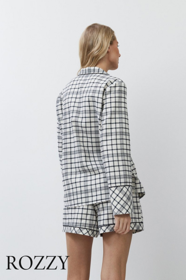 Пижама фланелевая с шортами Aruelle Terra светло-бежевый/черный