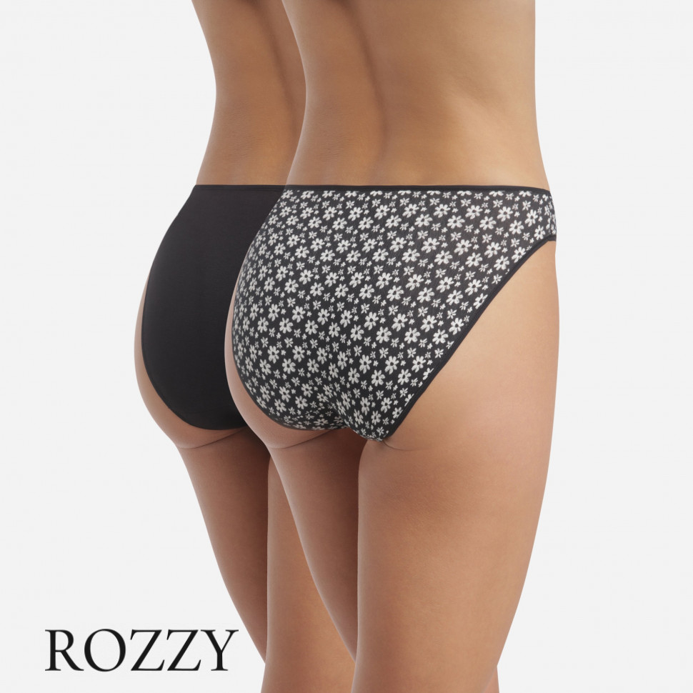 Трусы слипы хлопковые DIM Coton Stretch 05DW цветы/черный