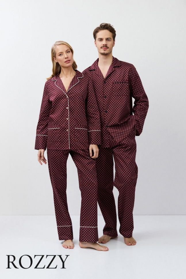 Пижама мужская хлопковая Aruelle Grant бордовый