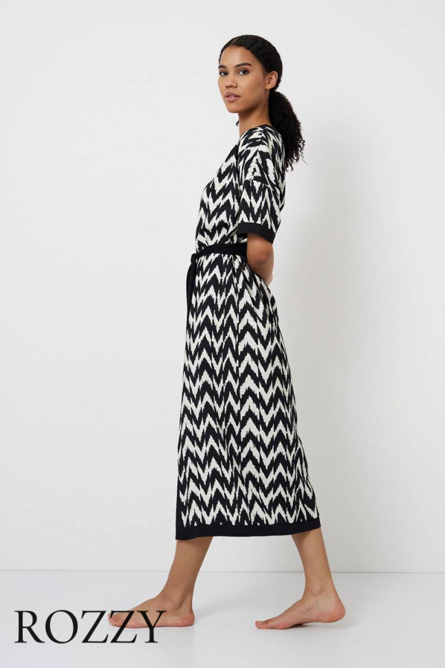 Платье домашнее вискозное Aruelle Zariah черный/белый
