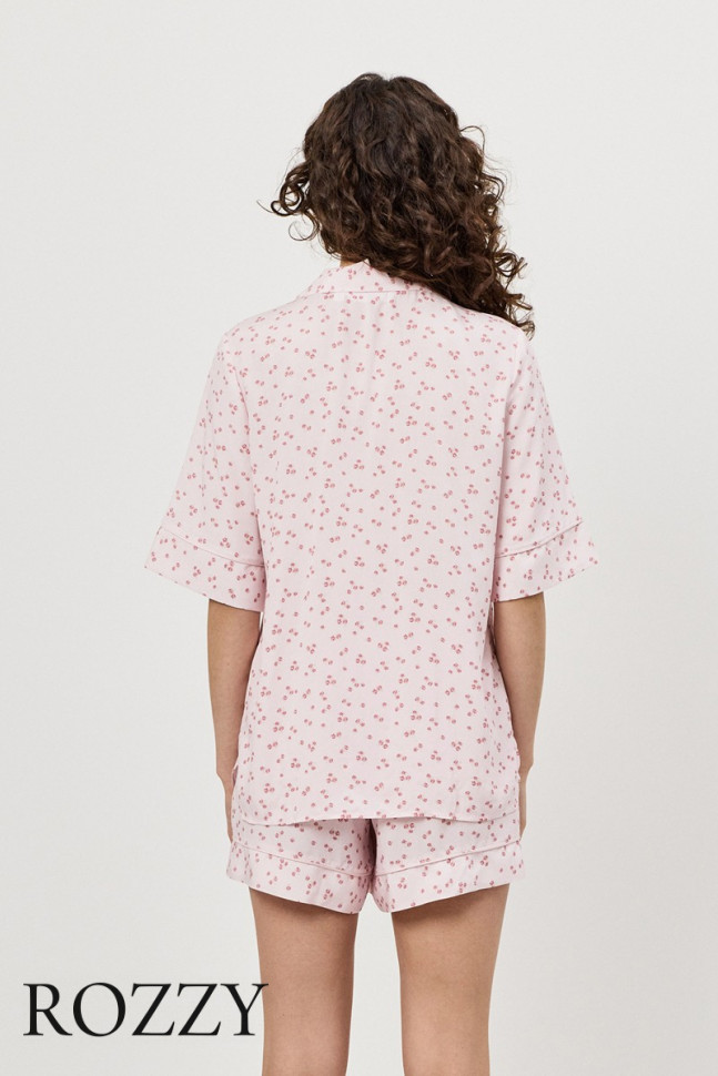 Пижама вискозная с шортами Aruelle Blossom светло-розовый