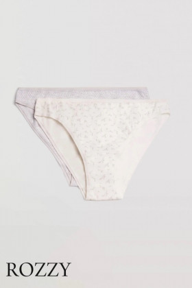 Трусы бикини хлопковые Ysabel Mora 19512 светло-серый/белый (уп.2шт.)