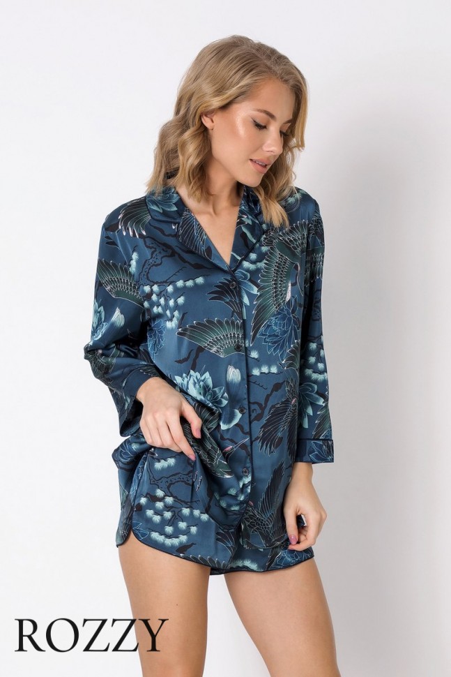 Пижама атласная Aruelle Leonie морская волна