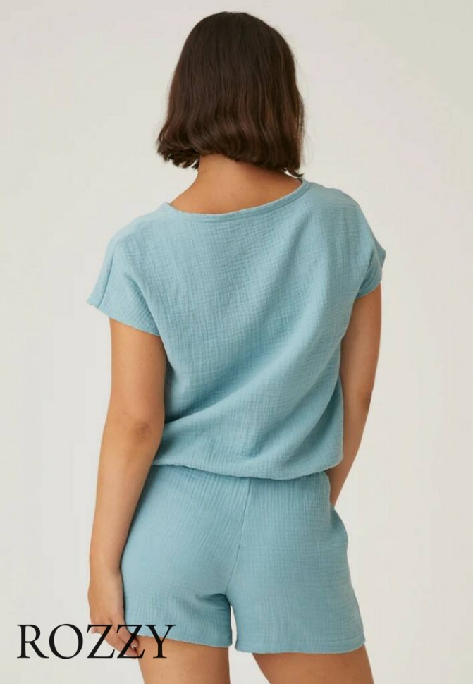 Шорты хлопковые домашние Naturana Summer Break 44031 серо-голубой Ф