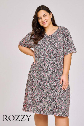 Сорочка хлопковая Taro Amara/Amora Maxi 3094/3170 черный/розовый