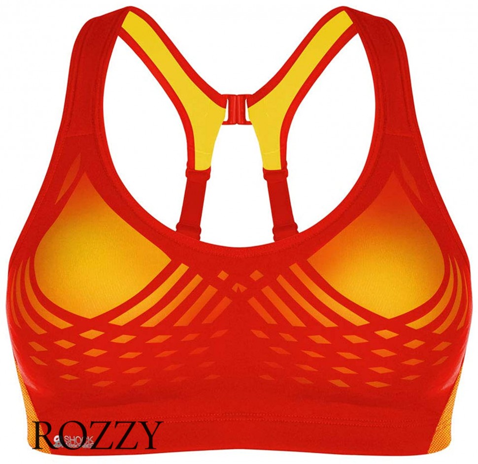 Бюстгальтер спортивный спейсер без косточек Shock Absorber S02Y3 красный/желтый