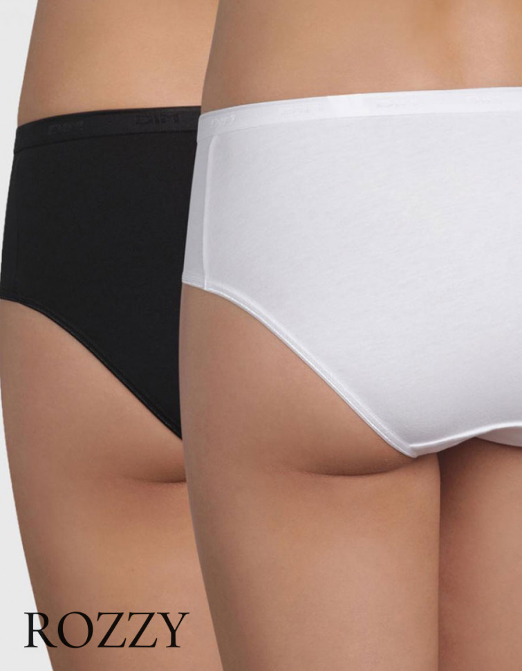 Трусы классика хлопковые DIM Coton Bio 4D98/3 черный/белый/белый (уп.3шт.)