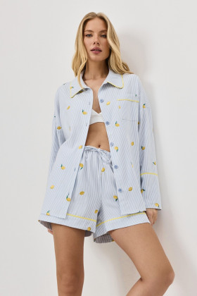 Пижама хлопковая с шортами Aruelle Lenora светло-голубой