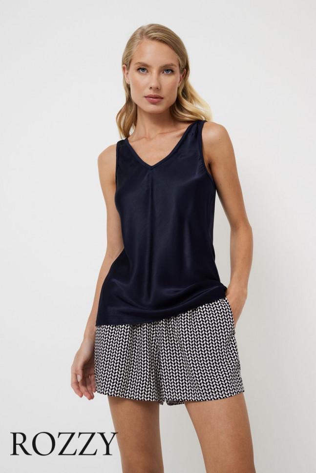 Пижама вискозная с шортами Aruelle Isobell темно-синий/графитовый