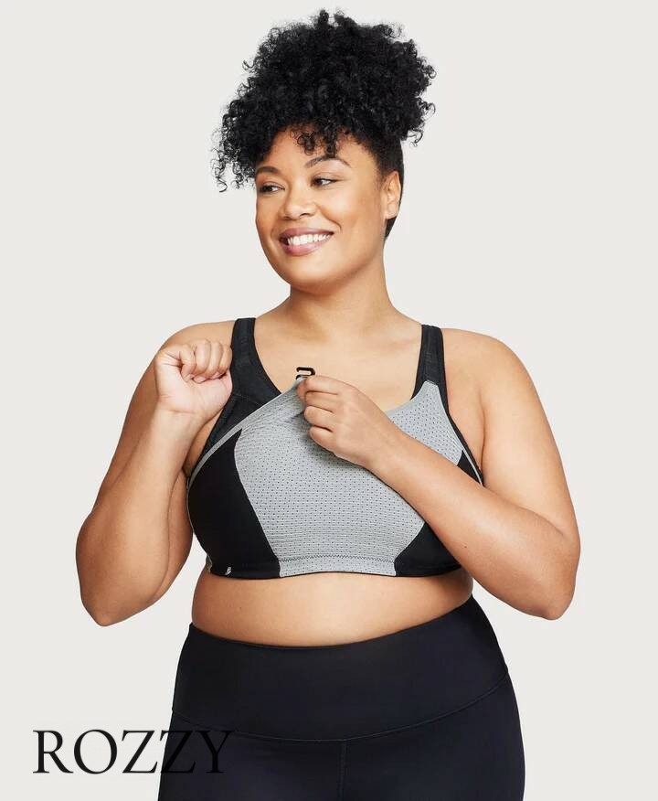 Бюстгальтер спортивный без косточек Glamorise GI1166 черный/серый