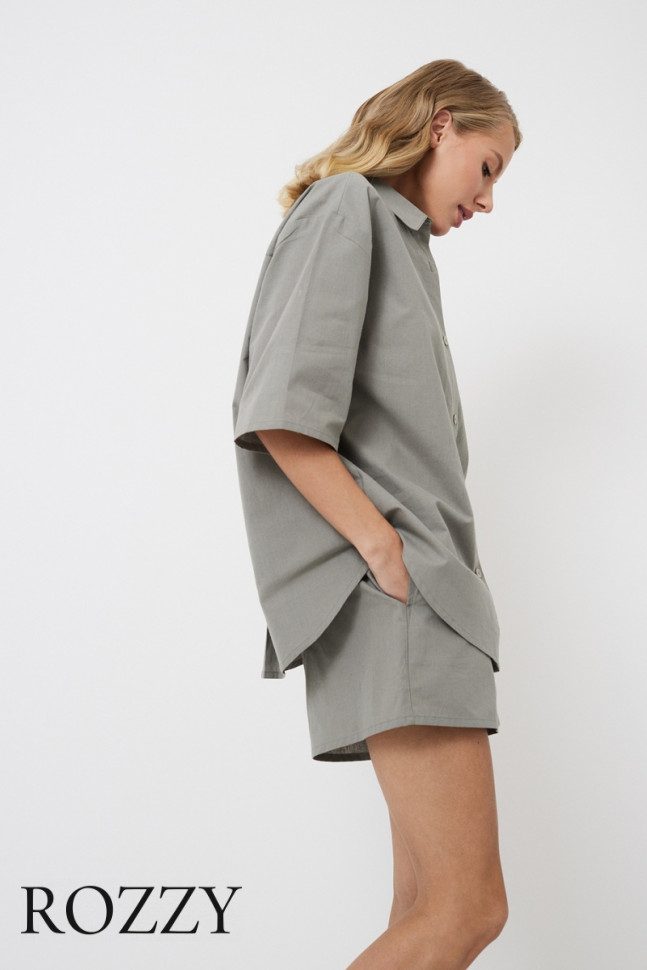 Костюм домашний хлопковый Aruelle Octavia Set оливковый