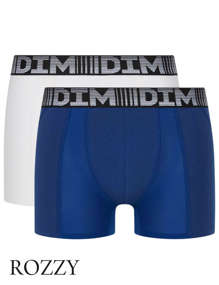 Трусы шорты мужские DIM 01N2 синий/белый (уп.2шт.)