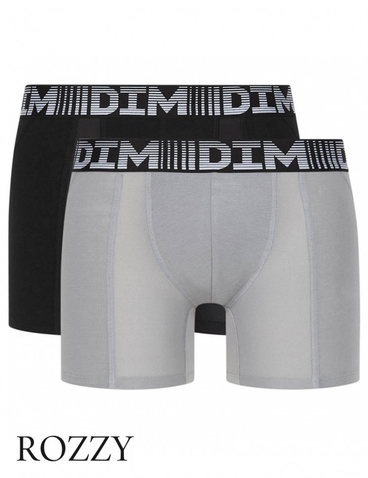 Трусы шорты мужские DIM 01N2 черный/серый (уп.2шт.)