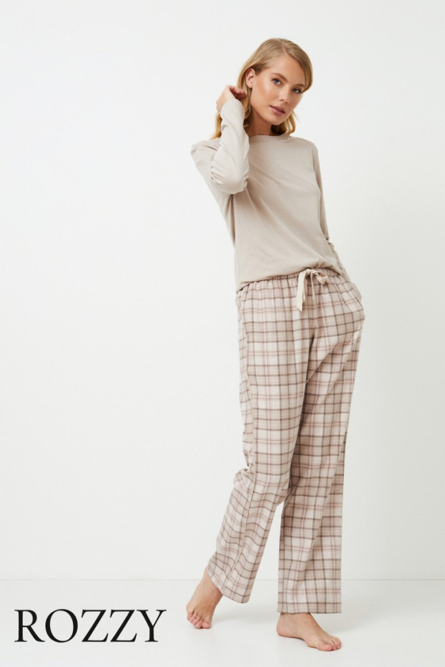 Пижама фланелевая Aruelle Ella светло-бежевый