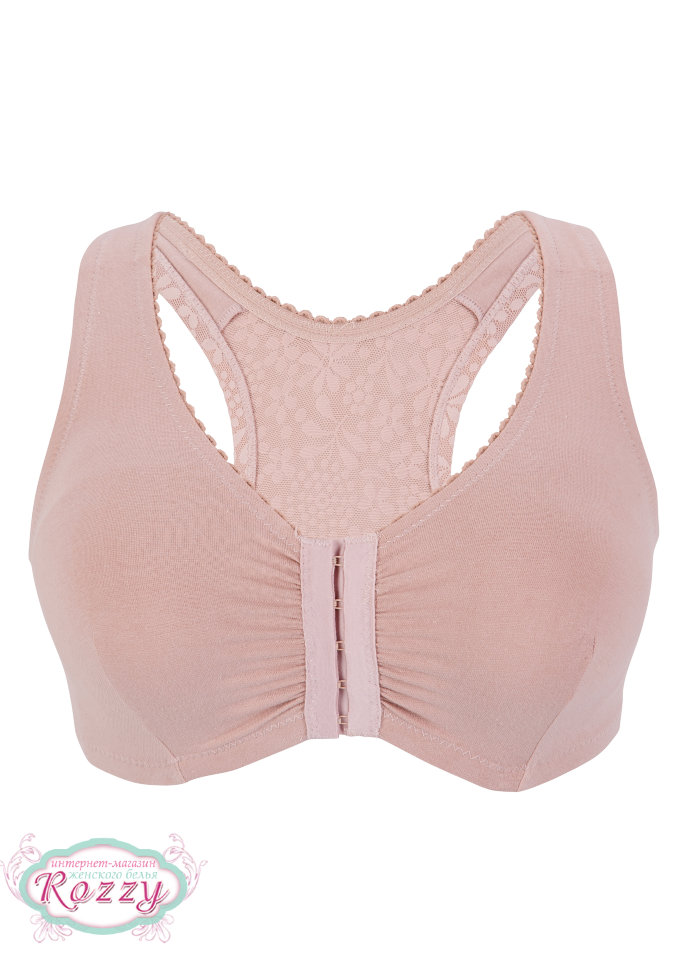 Бюстгальтер рейсербэк без косточек хлопковый спереди застежка Glamorise GI1908 кофе