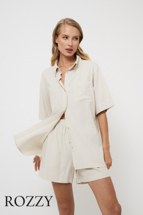 Костюм домашний льняной Aruelle Katarina Set светло-бежевый