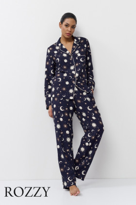 Пижама вискозная Aruelle Venus темно-синий/кремовый